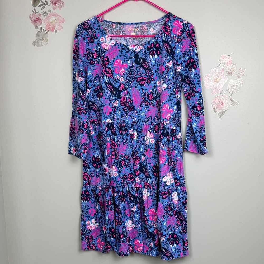 Lilly Pulitzer Blue, Purple, Pink Floral Patterned Dress - M